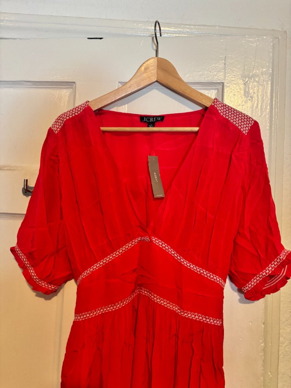 NWT - J.Crew Smocked-Trim Midi Dress in Crepe de Chine - Picture 5 of 7